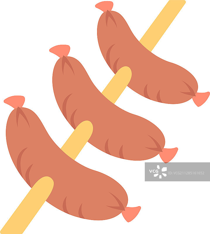 烤肉串上的香肠扁平设计图片素材