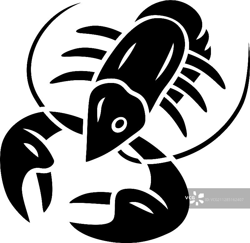 水下海洋动物的螯虾字形图标图片素材