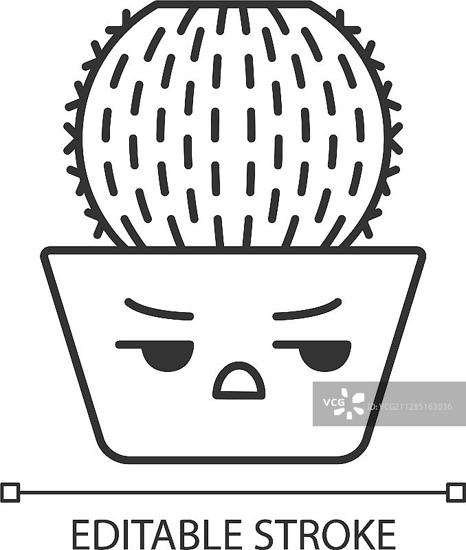 可爱仙人掌桶线性卡通形象图片素材