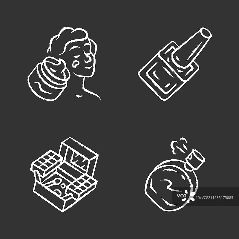 化妆品粉笔图标套装，女性卫生用品图片素材