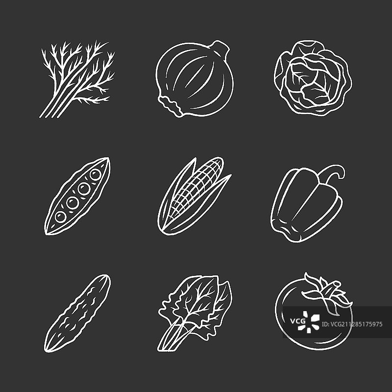 蔬菜粉笔图标图片素材