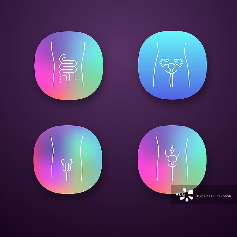 人体器官应用图标，肠道不适图片素材