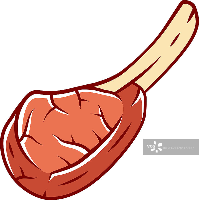 烤战斧牛排彩色图标，肉铺肉类图片素材