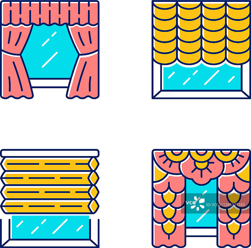 奥地利蜂窝式彩色百叶窗图标集图片素材