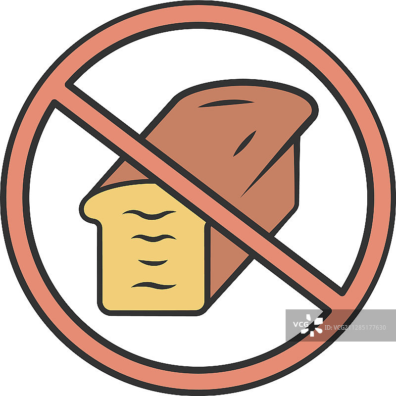 低碳饮食彩色图标：碳水化合物和麸质图片素材