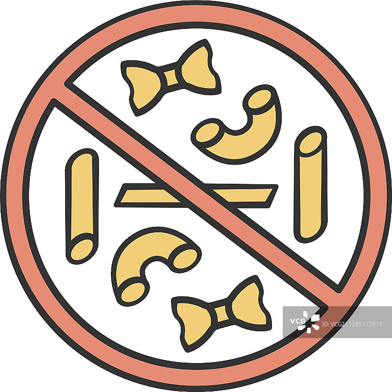 禁止食用含碳水化合物和无麸质的意大利面图标图片素材