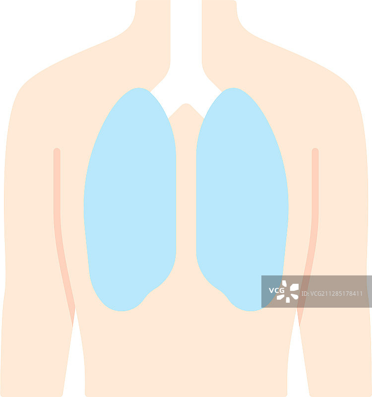 健康的肺部扁平设计长阴影彩色图标图片素材