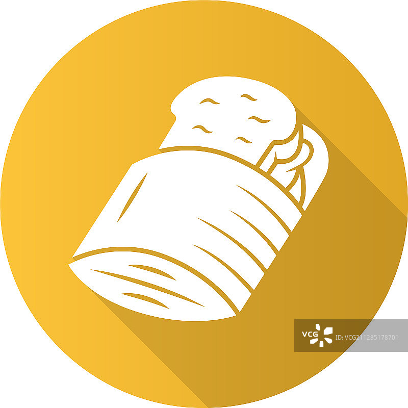 三明治袋扁平设计长阴影字形图标图片素材