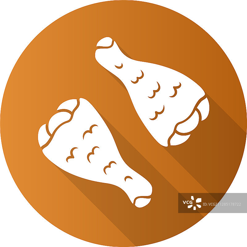 扁平风格鸡腿长阴影图标图片素材