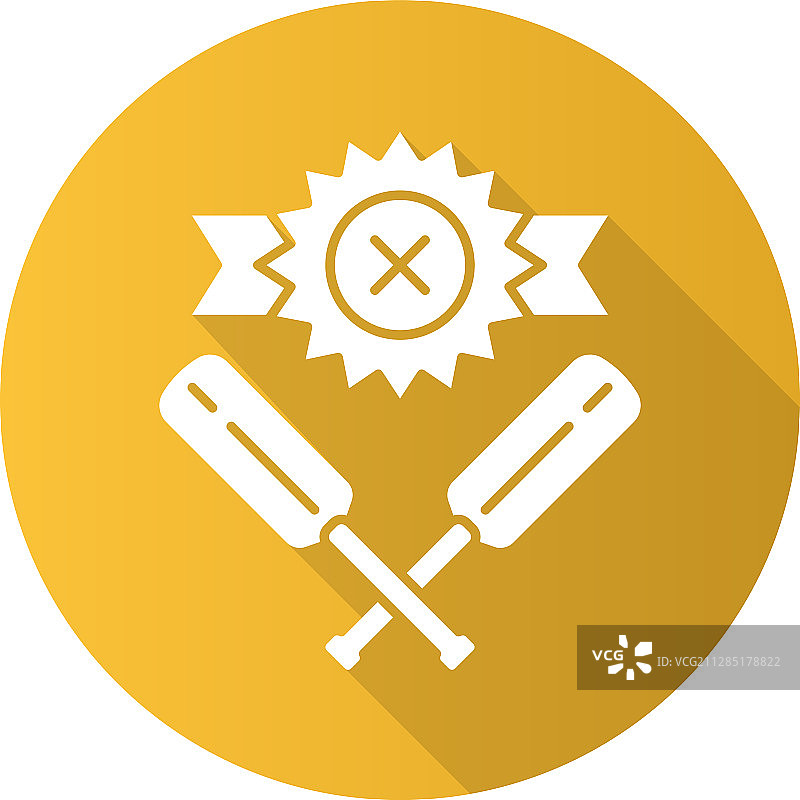 板球比赛失利扁平设计长阴影标志图片素材