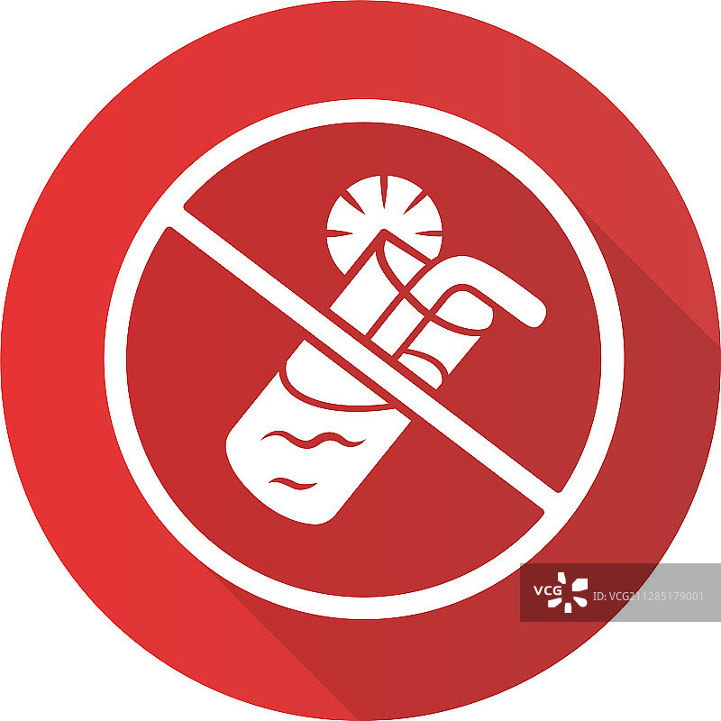 禁止软饮扁平风长阴影字形图标图片素材