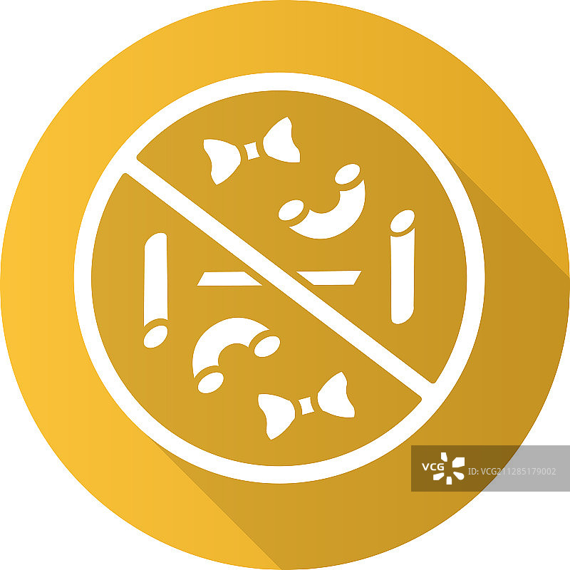 禁止食用面食扁平风格长阴影标志图片素材