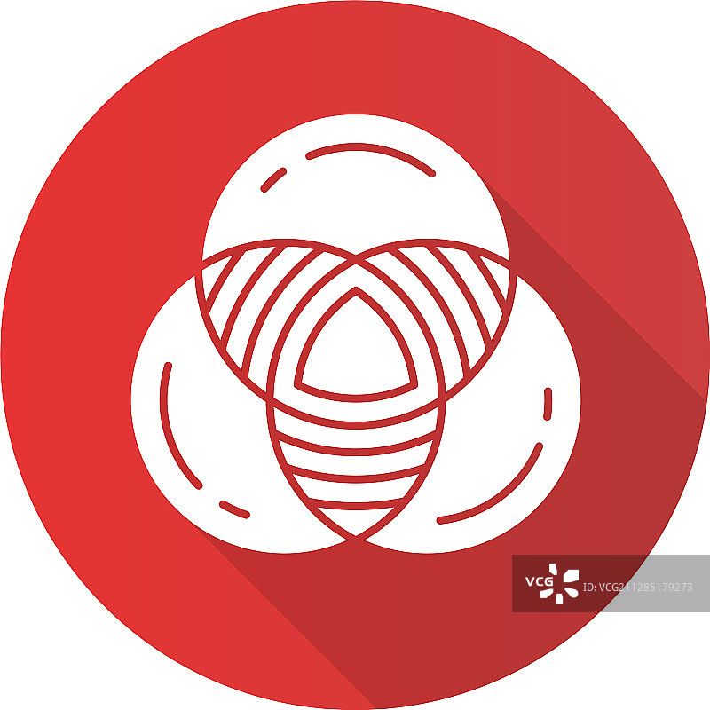 维恩图扁平设计长阴影字形图标图片素材