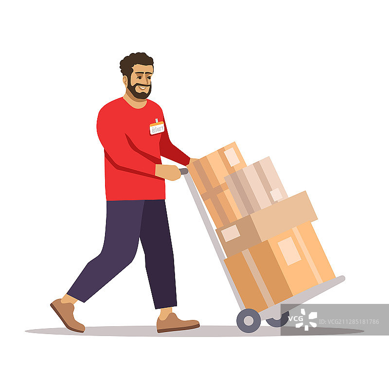 工作中扁平风格的送货员图片素材