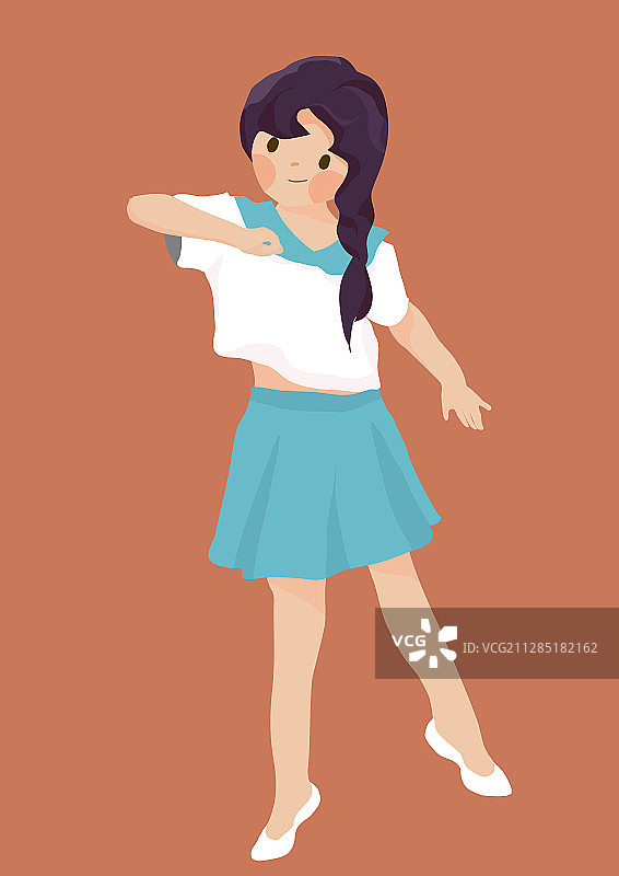儿童少儿跳舞舞蹈女孩舞蹈小孩矢量扁平人物插画图片素材