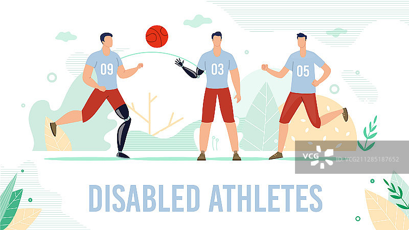 残疾运动员假肢扁平banner图片素材