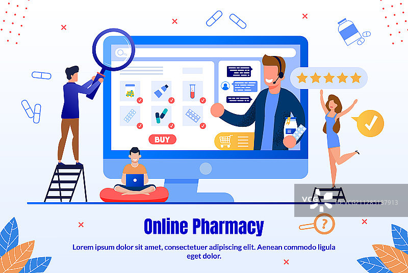 在线药店扁平风格促销banner图片素材