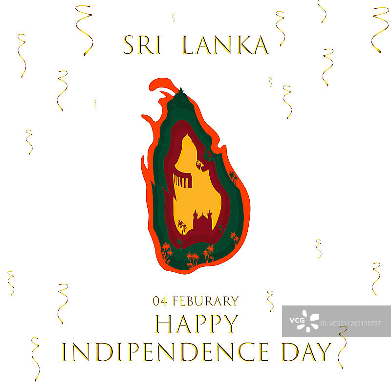 斯里兰卡旗帜颜色详细地图和进口图片素材