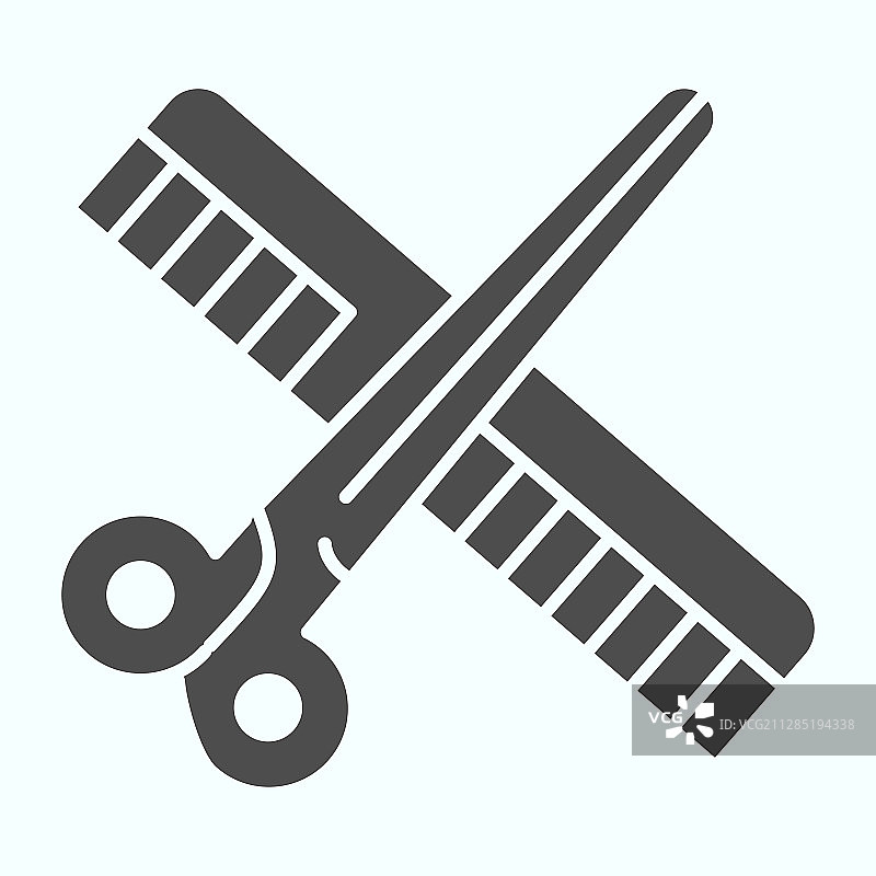 理发工具实心图标：剪刀和梳子图片素材