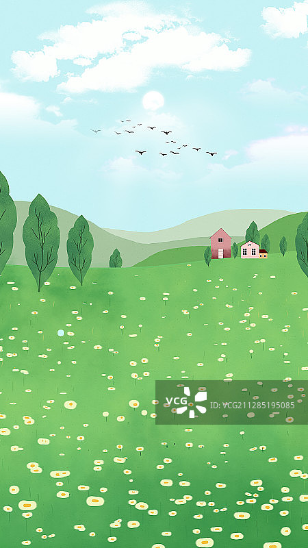 春天草地的景色图片素材