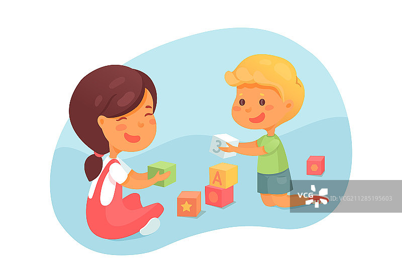 幼儿玩积木图片素材