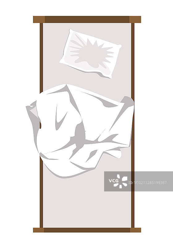 有褶皱枕头和床单的未整理床铺图片素材