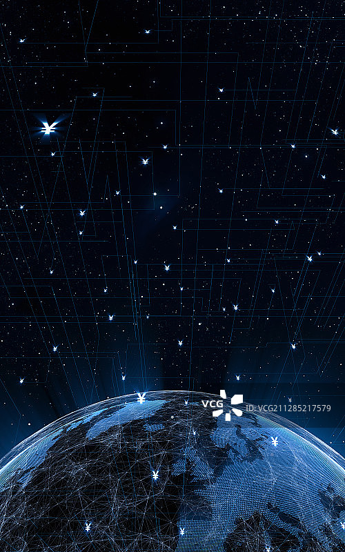 数字货币概念科技地球图片素材