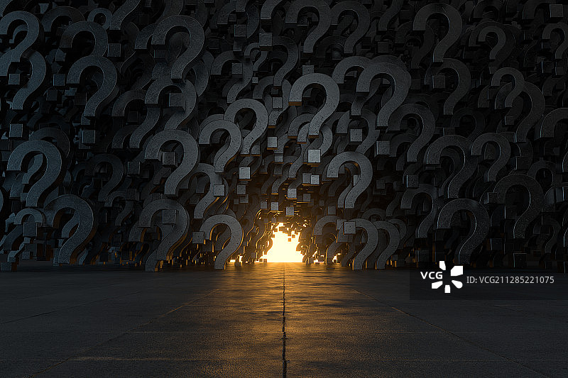 深色背景下的问号符号 3D渲染图片素材