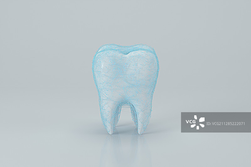 牙齿上的蓝色保护膜 3D渲染图片素材