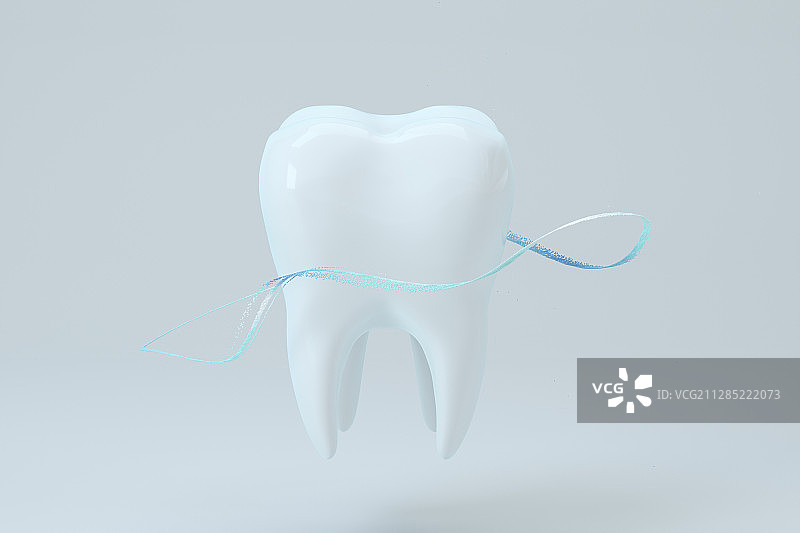 牙齿与环绕的曲线 3D渲染图片素材