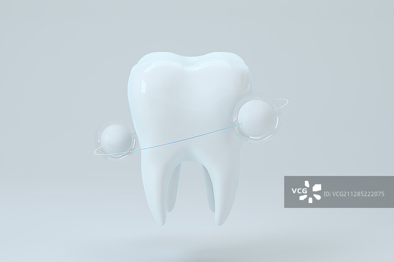 牙齿与环绕的曲线 3D渲染图片素材