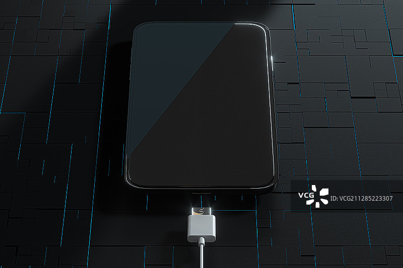 手机与发光电路背景 3D渲染图片素材