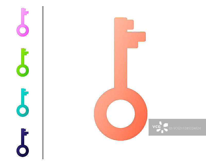 白色背景上的珊瑚色旧钥匙图标图片素材