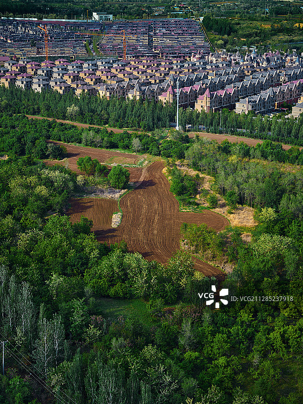 沈阳世博园 别墅区与耕地鸟瞰局部图片素材