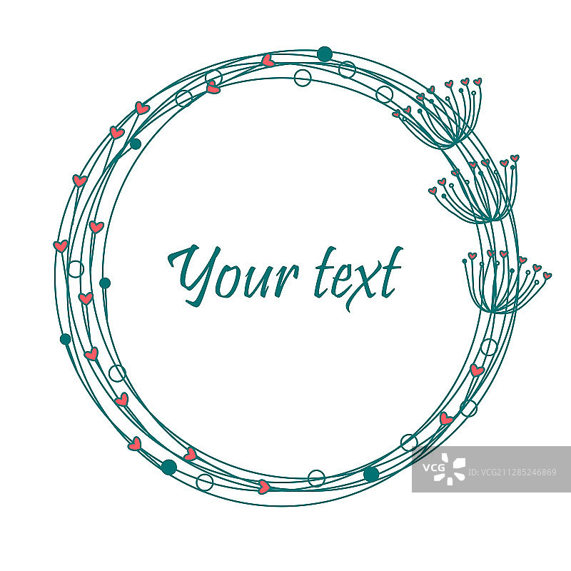 粉彩色调爱心圆形花卉卡片图片素材