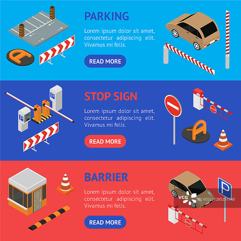 停车元素概念banner横幅3D图片素材