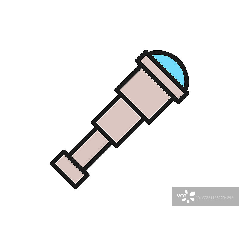 望远镜潜望镜扁平线条图标图片素材