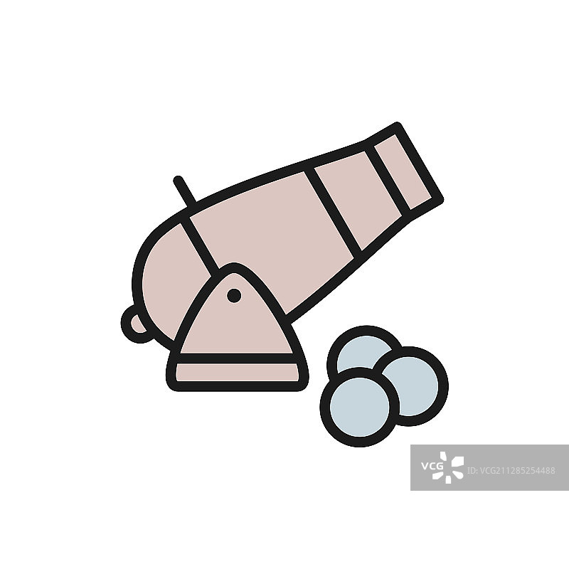 火炮古董武器扁平风格图片素材