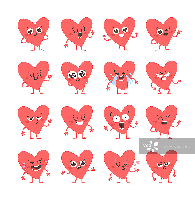 卡通手绘爱心表情符号图片素材