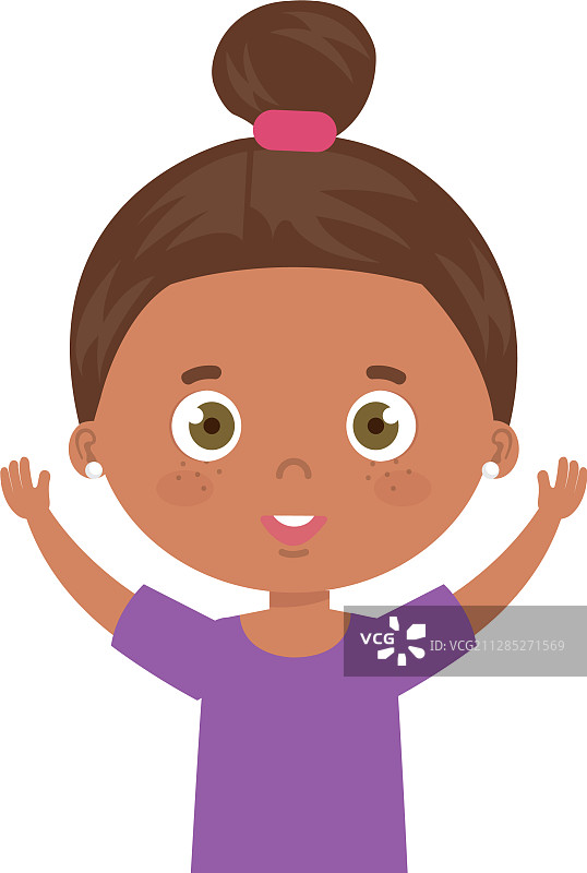 举起双手的非裔可爱小女孩图片素材