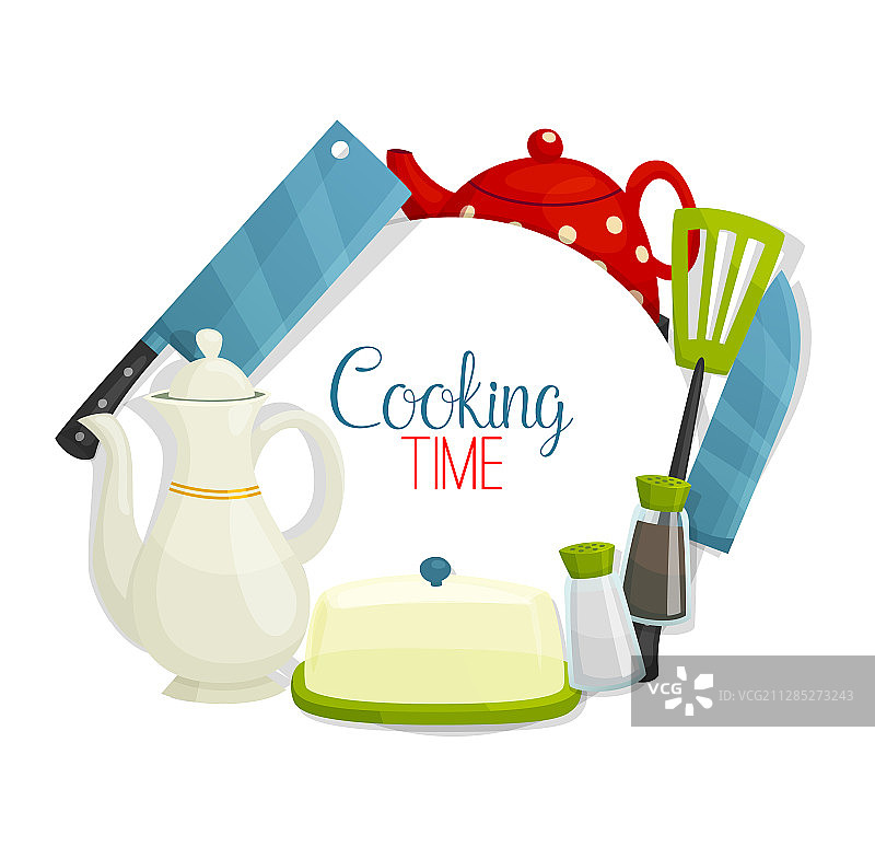 刀具、铲子和茶壶厨房用具图片素材