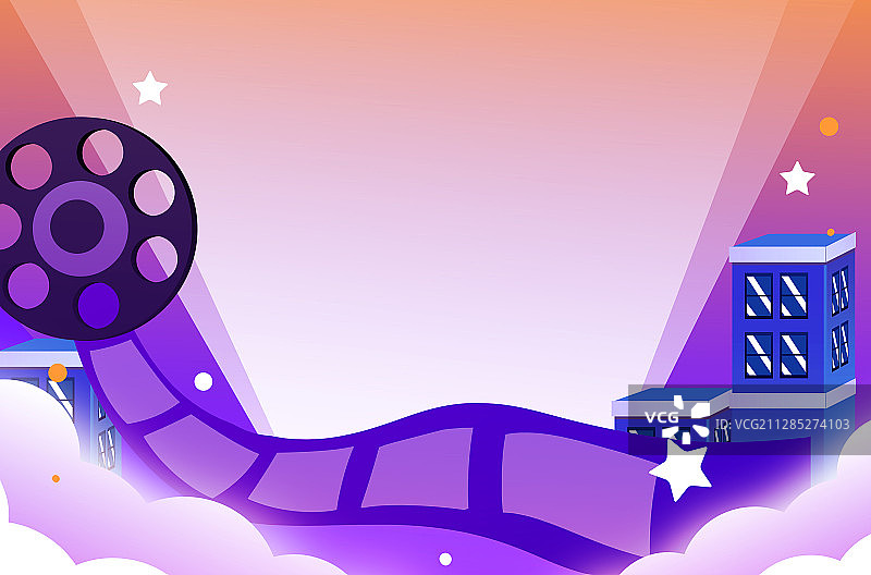 卡通手绘电影院男子手拿爆米花电影票插画图片素材