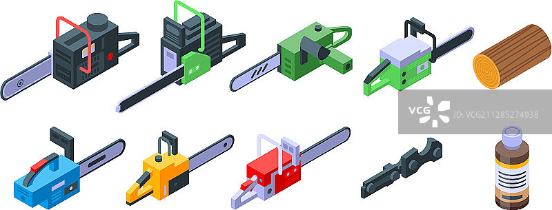 等距风格的电锯图标图片素材