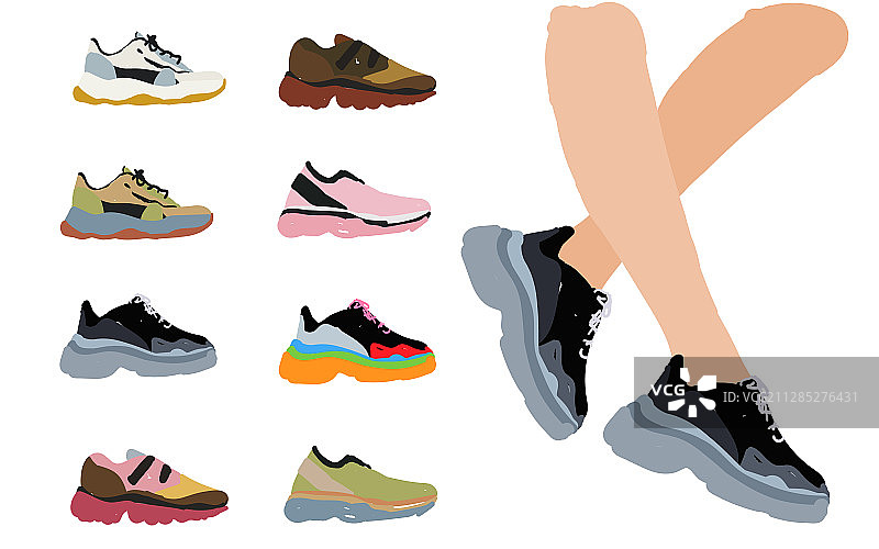 时尚运动鞋和腿图片素材