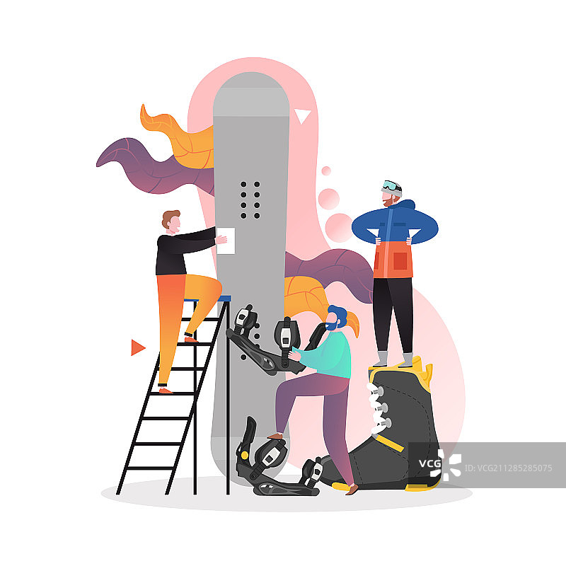 网页banner滑雪板设备概念图片素材