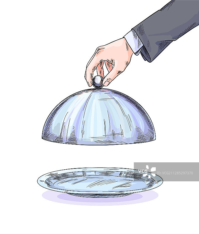 服务员手持托盘盖图片素材