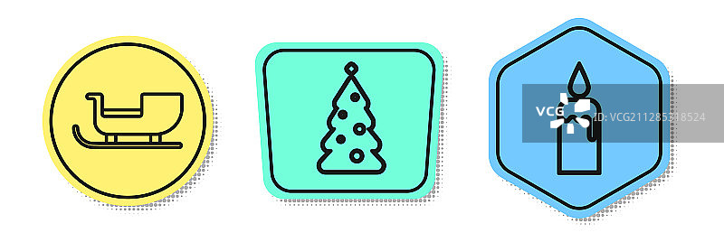 圣诞老人雪橇圣诞节线条素材图片素材