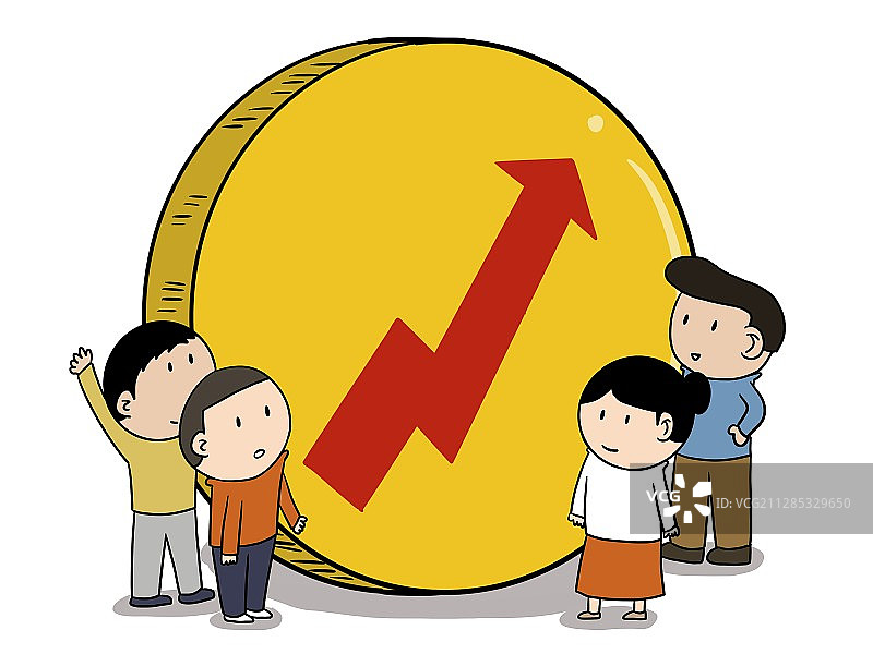 插画：经济收益可爱小人图图片素材