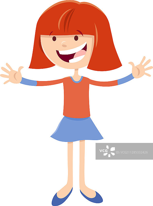 快乐的女孩卡通形象图片素材