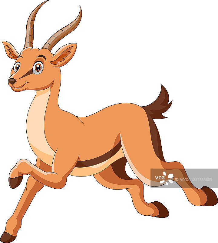 可爱的卡通瞪羚站立图片素材